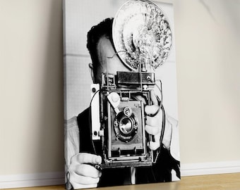 Vintage Photo Printable, Old Vintage Camera, Retro Photography, Black and White Art