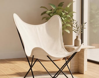 Silla mariposa de lona blanca