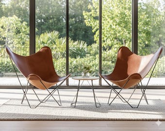 本革バタフライチェア、リラックスチェア、素朴なラウンジチェア