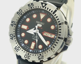 ヴィンテージ セイコー 5 スポーツ 100m 機械式自動巻き ブラック