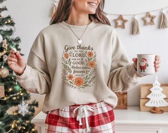 Da gracias al Señor (PNG), Salmo 107:1 (Versículo bíblico), Diseño floral cristiano de otoño