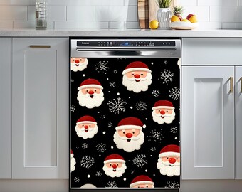 Santa Claus Pattern Dishwasher Magnet Cover, Christmas Holiday Kitchen Decor