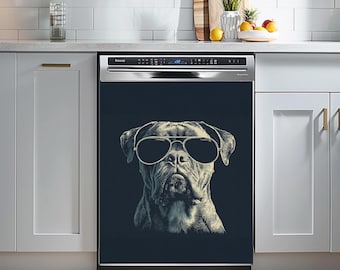 Dog Aviator Sunglasses Magnetic Dishwasher Cover - Modern Kitchen Decor