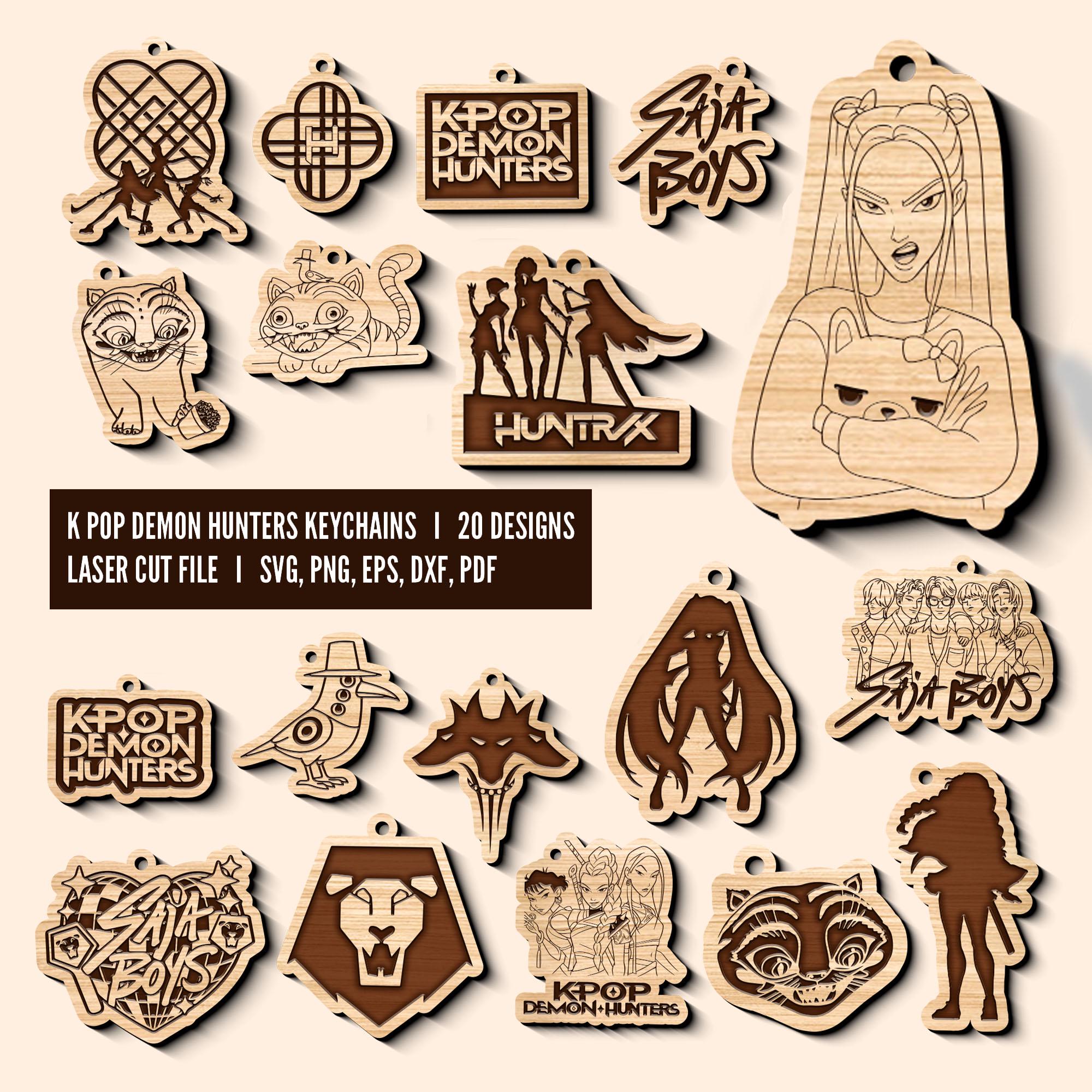 Lot De 4 Porte-clés Demon Hunters - Goodies Kpop, Pendentifs Pour Fans - Acrylique Haute Qualité, Léger Et Portable