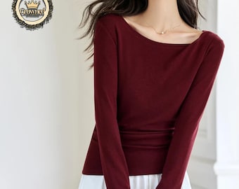 Top de manga larga fruncido para mujer: corte ajustado e informal, ideal para uso diario.