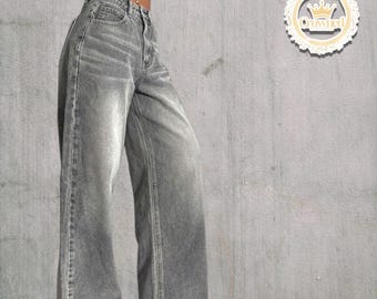 Denim Wide Leg Jeans | Washed Loose Straight Pants | Autumn Y2K Streetwear