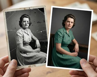 Photo Restoration and Colorization Service | Repair Old Damaged Photos, Fix Scratches Tears, Upscale to High-Res | B&W to Color Custom Edit