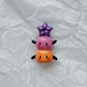 Junimo Dango Stack Hipper | Stardew Valley Phone & Switch Accessory | Desk Friend | Handmade Clay Charm Summer(Pink&Orange)