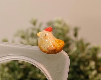 Stardew Valley Chicken Stick-on Decor | Phone / Kindle Hipper | Handmade Clay Peeker | Gamer Girl Gift