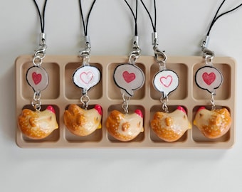 Stardew Valley Chicken Keychain | Farm Animal Charm with heart Emoji | Backpack Accessory | Clay Keyring