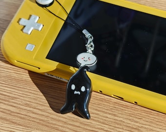 Krobus Phone Charm with Smiling Emoji | Stardew Valley Fanart Keyring | Galentine Present | Switch Decor