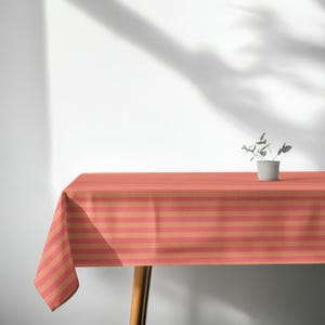 Mantel a rayas rosa y naranja, mantel a rayas coral, mantel a rayas color melocotón, mantel retro, mantel de comedor colorido