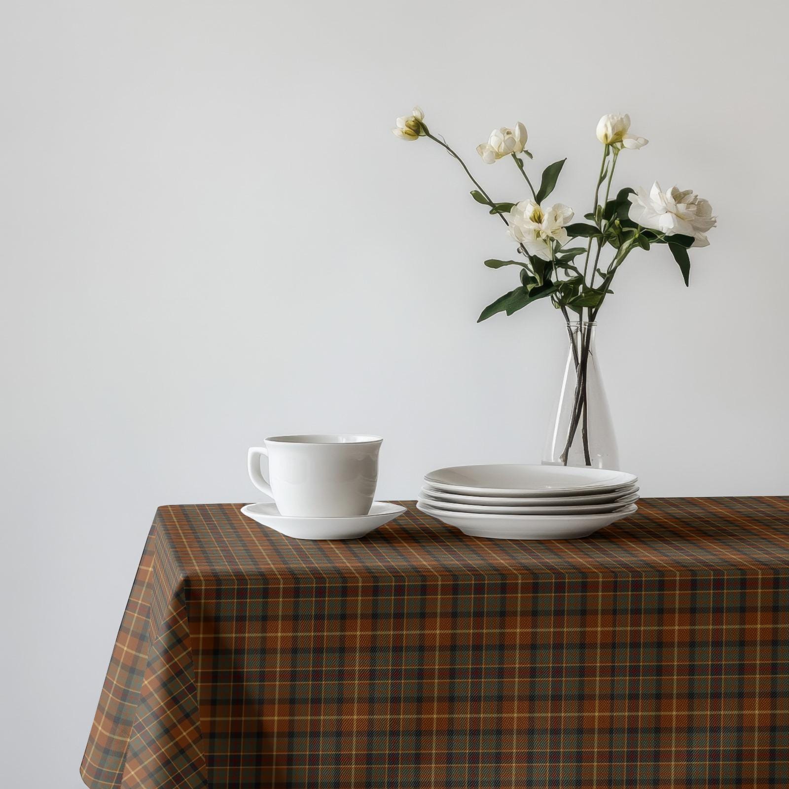 Tovaglia Rotonda 60x60 Cm In Poliestere Cotone – Nera Con Nappe E Motivo Fiore – Per Cucina, Trattoria E Ufficio