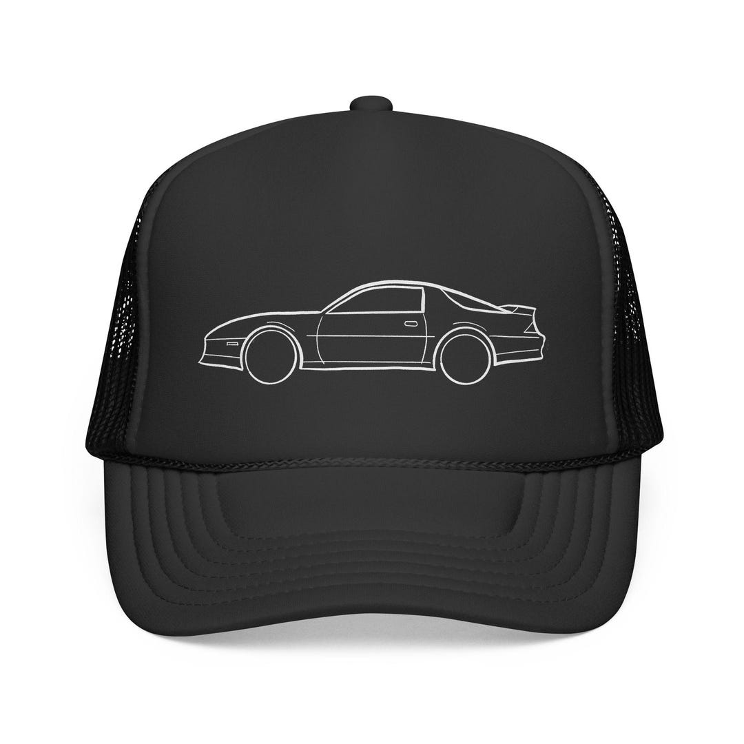 Camaro Trucker Cap - Retro Car Outline Hat, 3rd Gen Camaro Baseball Cap ...