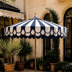 black patio umbrellas with scalloped edges BELLRINO DECRO / White Edge Replacement Edge Umbrella Canopy for 9ft 8 Ribs (Canopy Only) C004-8BW-BLACK : Patio, Lawn & Garden Solid powder Scalloped Parasol - Etsy