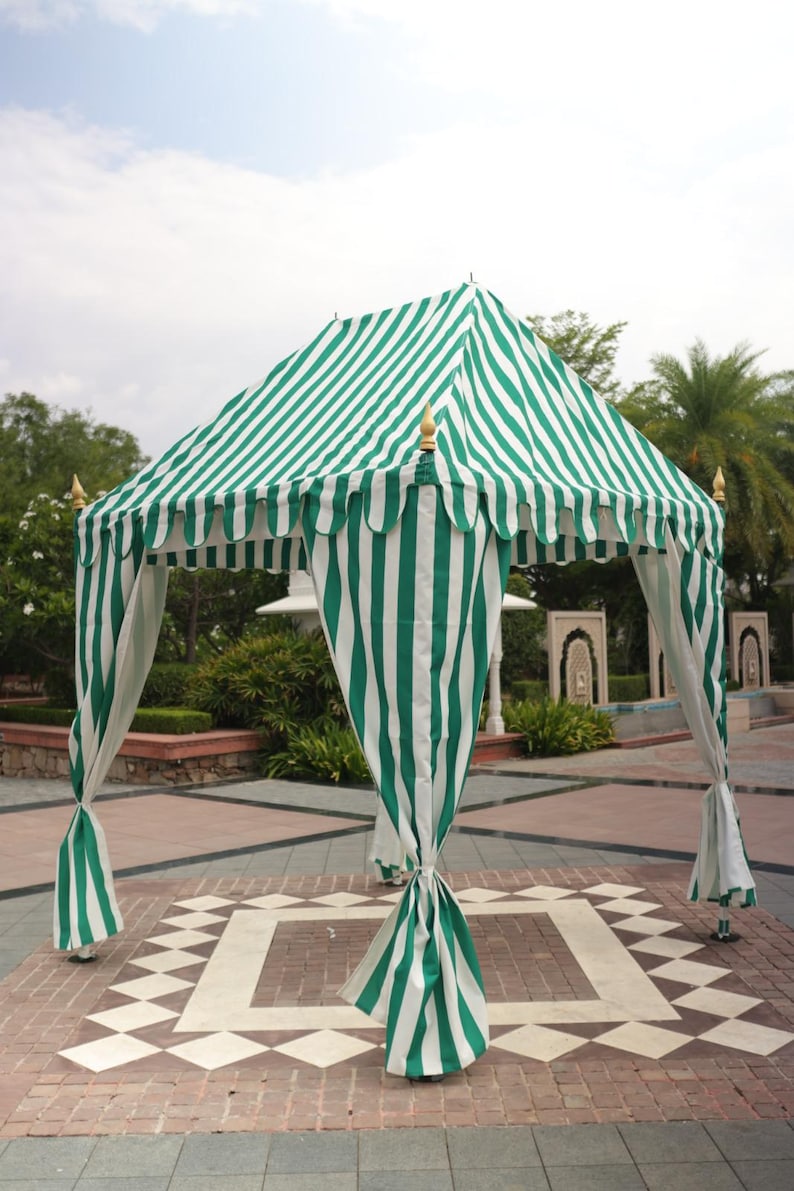 Luxury Striped Garden Canopy Tent – Outdoor Cabana for Parties ...