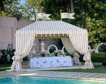 Luxury Striped Outdoor Party Canopy Tent | Elegant Garden Event Pavilion | 3m x 5m