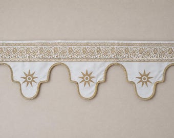 Cenefa de lona con estampado de estrellas para decoración – Decoración de carpas con borde festoneado, cenefa y bordes para carpas de eventos nupciales.