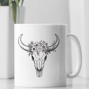 Floral Cow Skull SVG: Capcut & Silhouette Cut File Design (Digital File) image 3