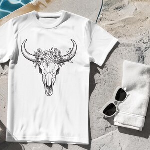 Floral Cow Skull SVG: Capcut & Silhouette Cut File Design (Digital File) image 4