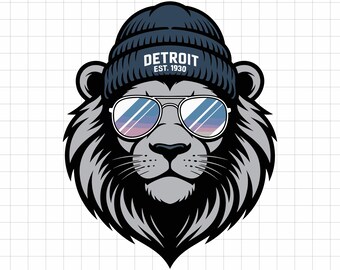 Detroit Lion Mascot SVG PNG, Detroit Cheers Cut File (Digital Download)