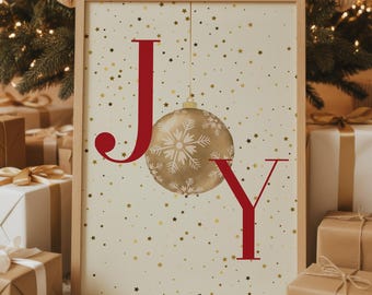 JOY Julväggdekoration – Guldgranulerade ornament, Festligt tryck (Digitalt tryck)