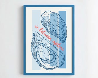 Illustration av konsttryck med kustostron: Strandhusdekor (digital nedladdning)