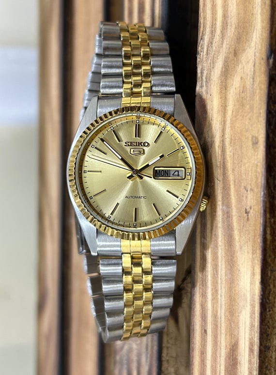 Vintage Seiko 5 Automatic Tow Tone Golden Dial (changed) Japan Men’s Watch 7009-3111
