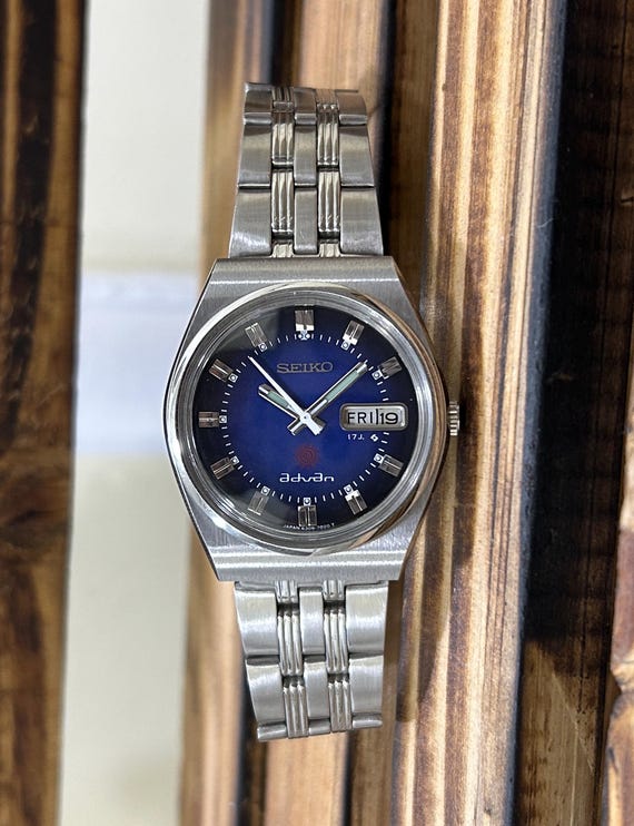セイコー アドバン SEIKO ADVAN 訳あり JUNK Seiko Advan Automatic 17 Jewels Blue Textured Dial(changed) Japan