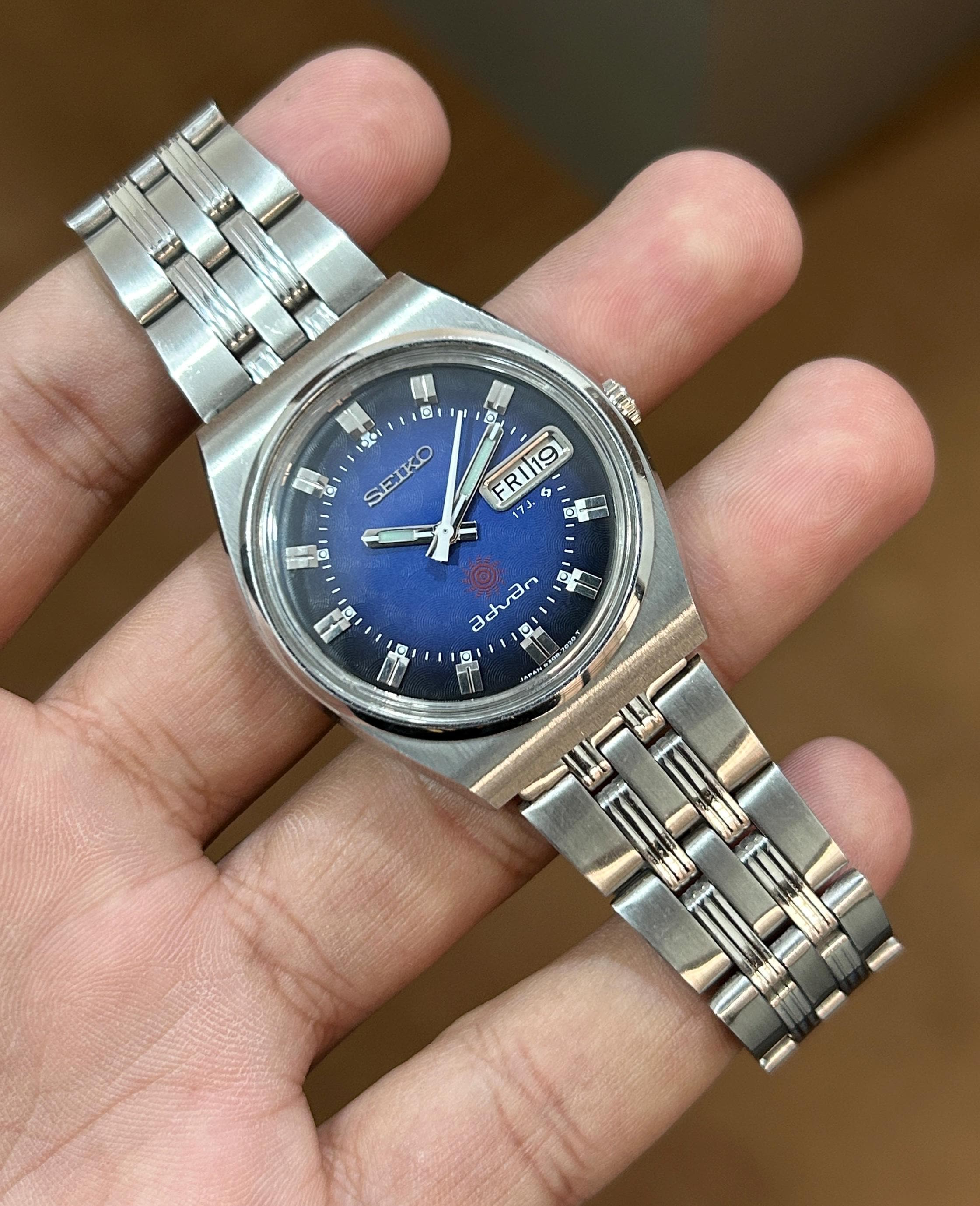 Seiko Advan Automatic 17 Jewels Blue Textured Dial(changed) Japan