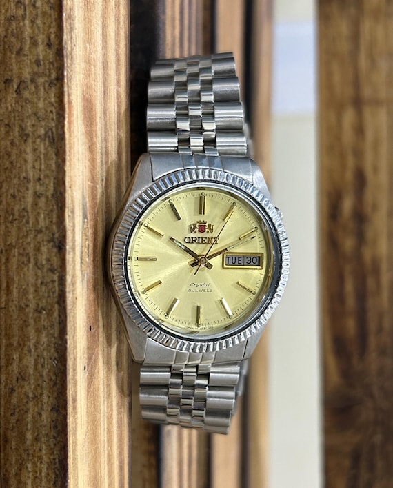 Vintage Orient President Automatic 21 Jewels Gold Dial Rare Japan