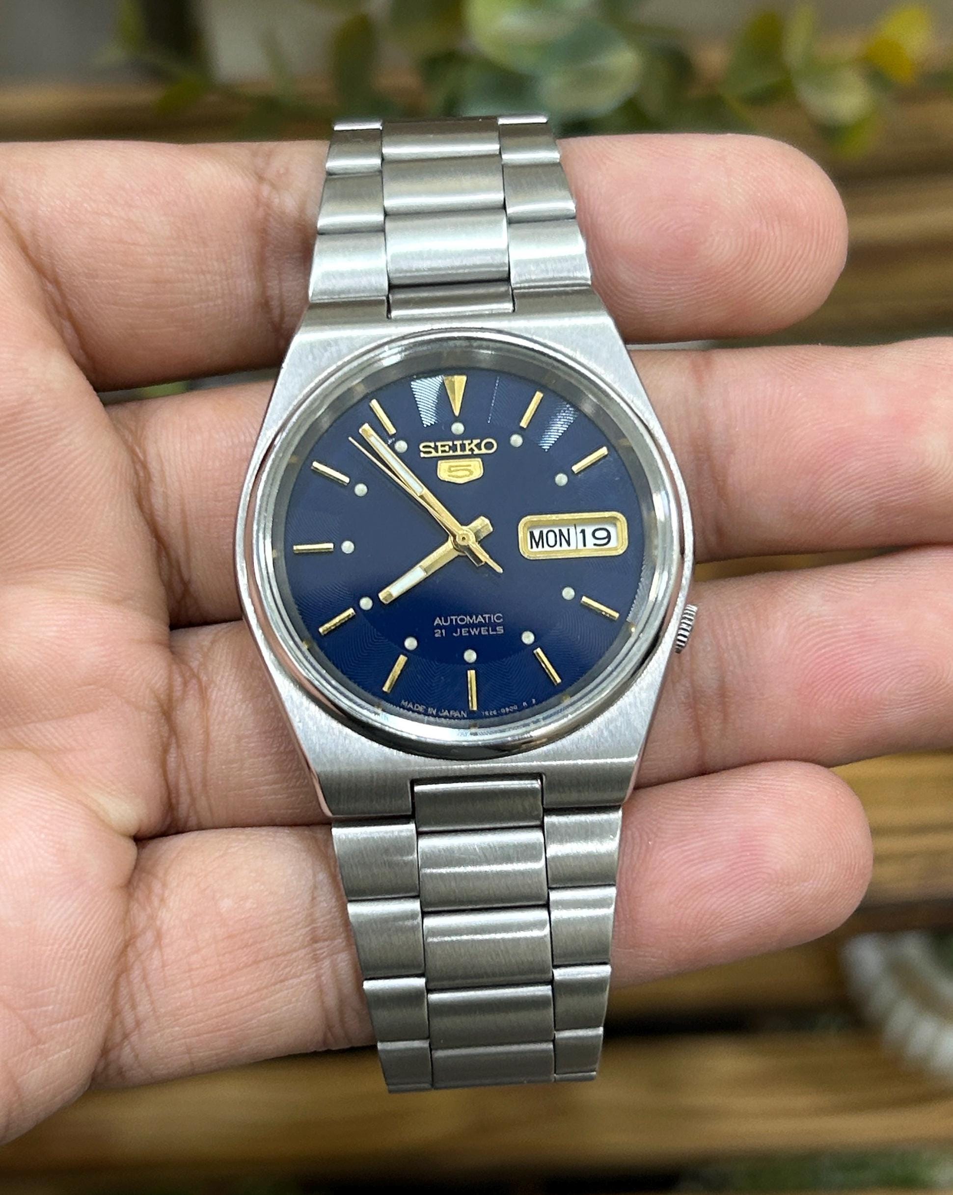 Seiko 5 Automatic 21 Jewels Blue Dial Japan Men's Wrist Watch 7s26