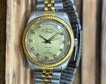 Westend Watch President Automatic 25J Golden Dial Swiss Men’s Watch ETA-2834 Two-Tone Bracelet (Changed)