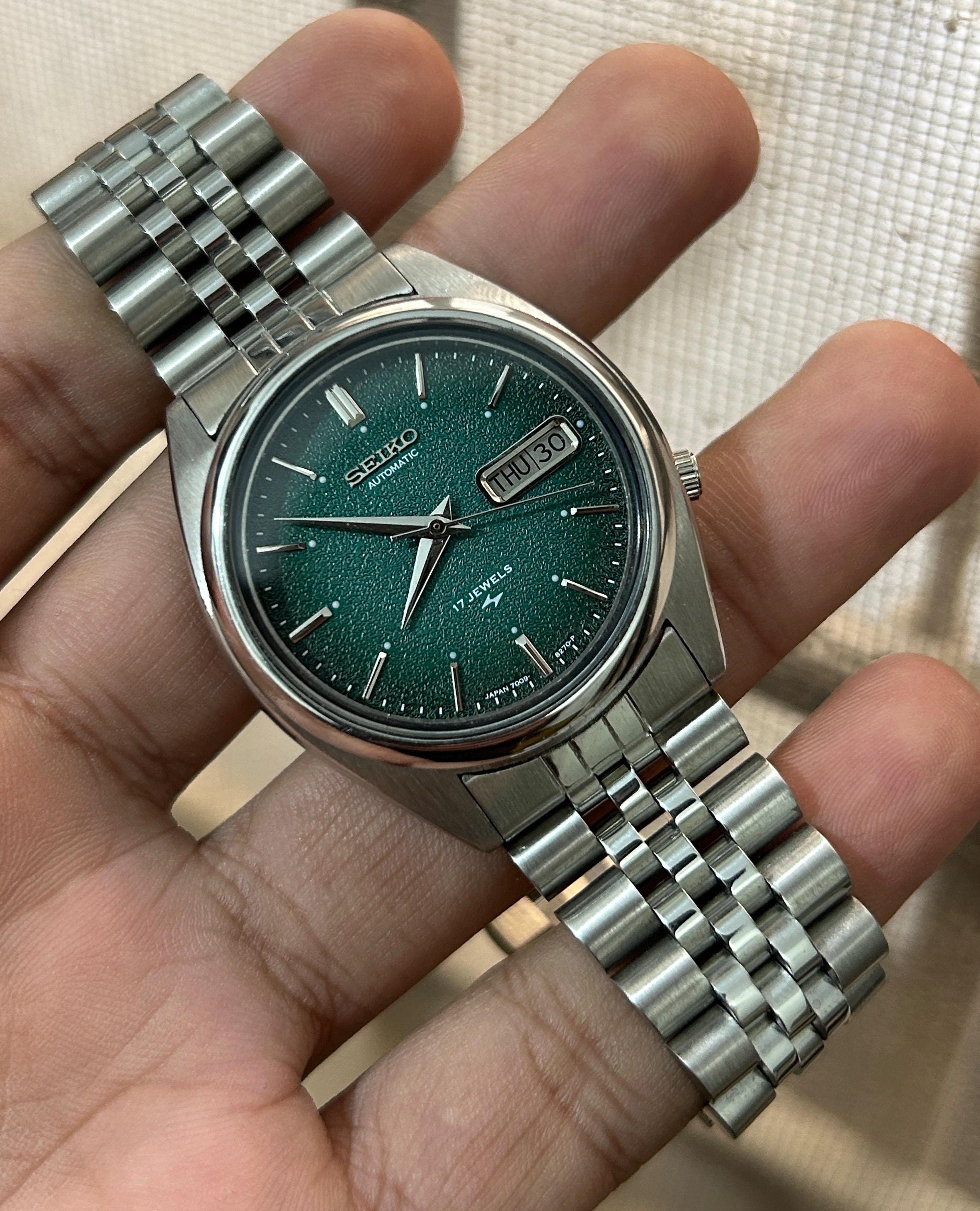 Vintage Seiko Automatic 17 Jewels Green Textured Dial (changed 