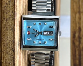 Vintage Rado Manhattan Men's Wrist Watch, Swiss Made Stainless