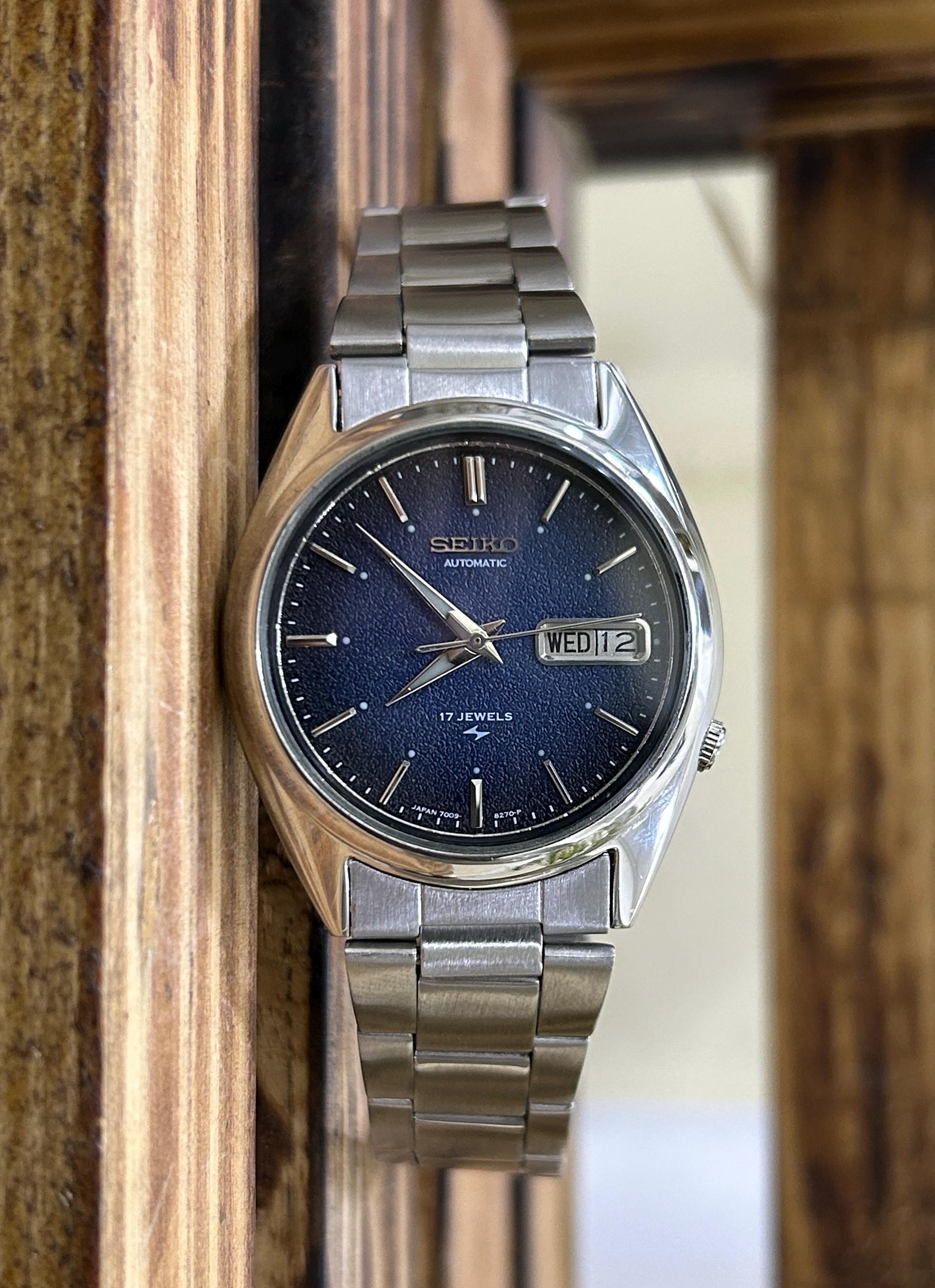 Vintage Seiko Automatic 17 Jewels Blue Textured Dial (changed