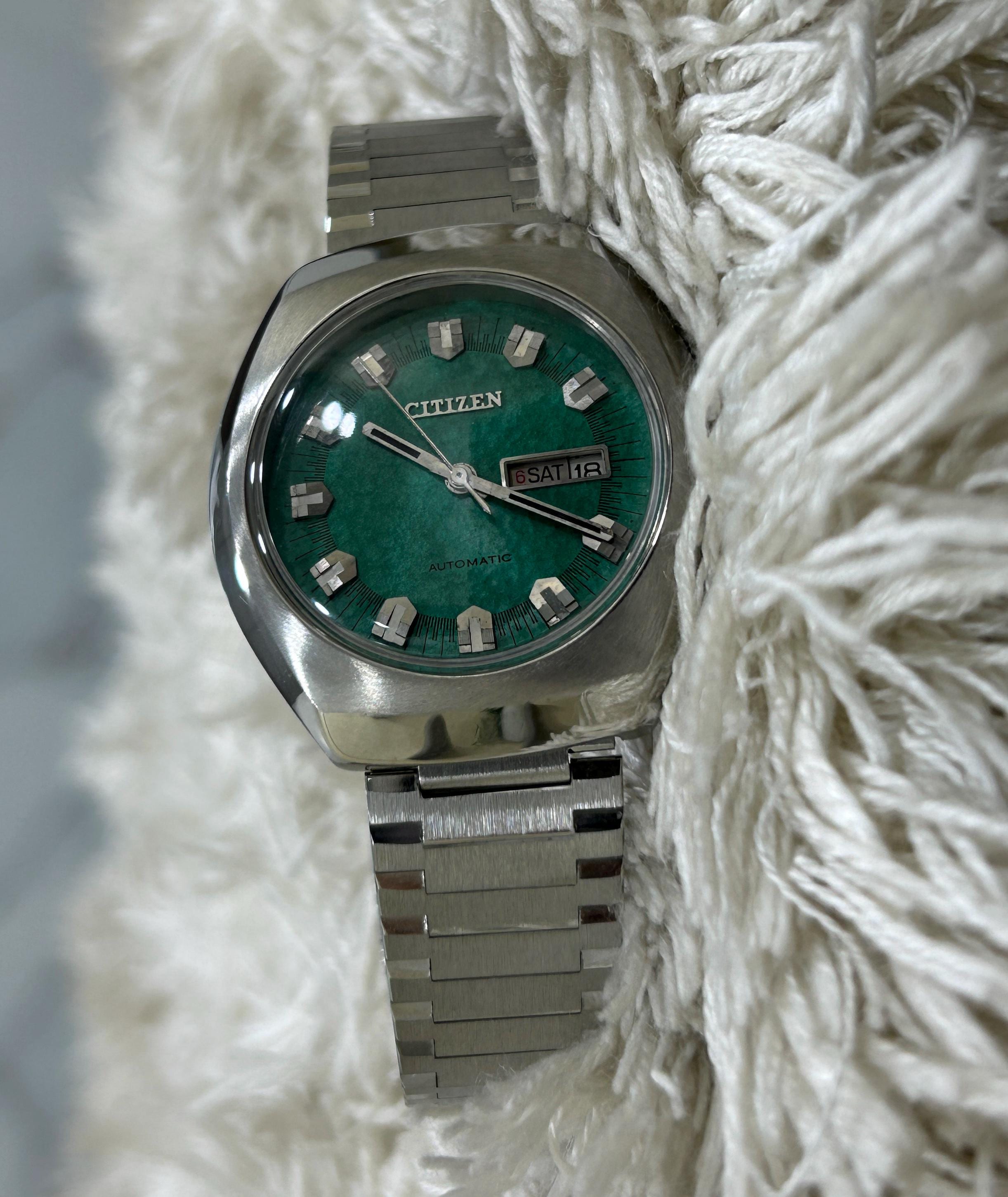 Vintage Citizen Automatic Turquoise Textured Dial Day/date Japan