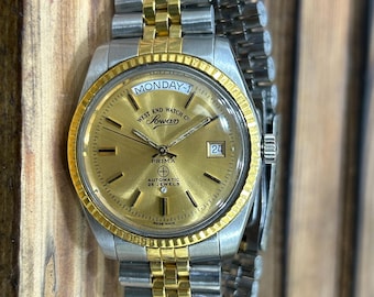 Westend Watch President Automatic 25J Golden Dial Swiss Men’s Watch ETA-2834 Two-Tone Bracelet (Changed)