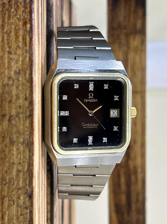 OMEGA Constellation Automaticメンズ腕時計 ジャンク Vintage Omega Constellation Jumbo Black Diamond Dial 18K Gold