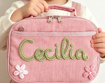 Custom Monogrammed Kids Name Lunchbox, Personalized Insulated Lunch Bag for Girls, Toddler Meal Bag, Back to School Gift, Kids Birthday Gift