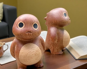 Wooden Creature Figurine – Handcrafted Resin, Natural Wood Finish, Minimalist Home Decor