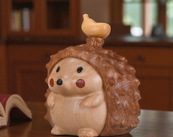 Wooden Hedgehog Figurine | Handcrafted Natural Wood | For Decor Gifts