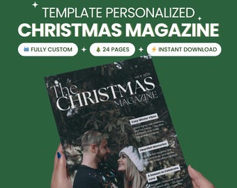 Editable Canva Christmas Magazine Template – Personalized Holiday Photo Book for Couples, Family & Friends