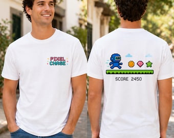 Pixel Chase Gamer Shirt, Retro Pixel Art T-Shirt, Arcade Gaming Tee, Cute Gamer Gift, Vintage Video Game Graphic Shirt