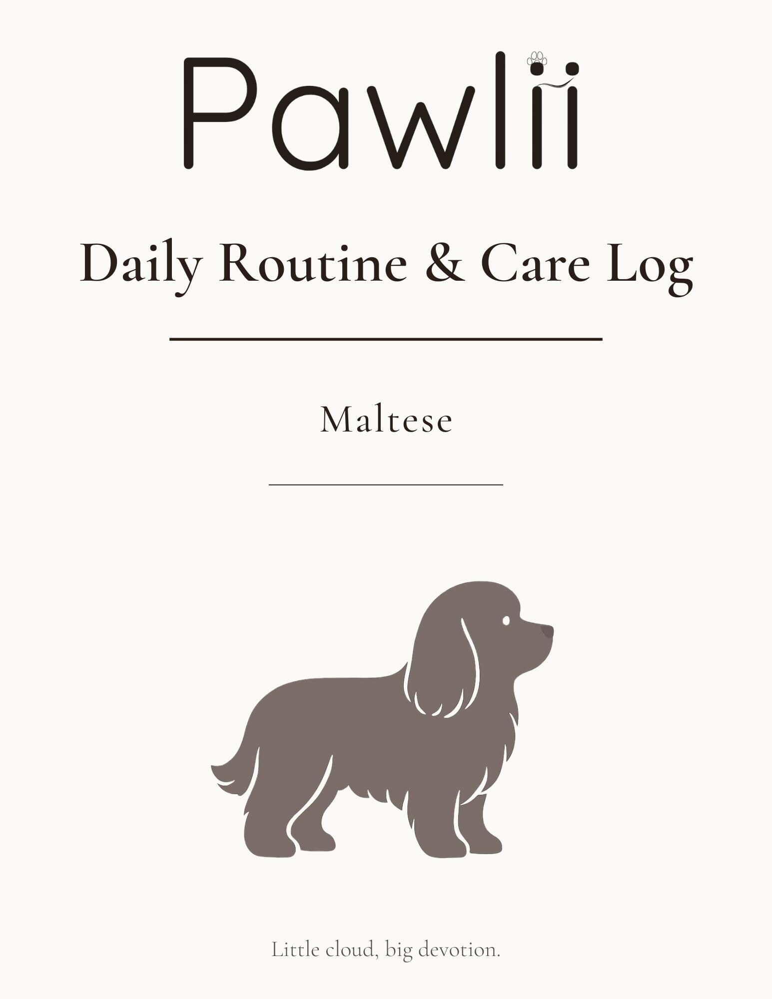 Maltese Daily Routine & Care Log | Dog Care Planner Printable | Puppy ...