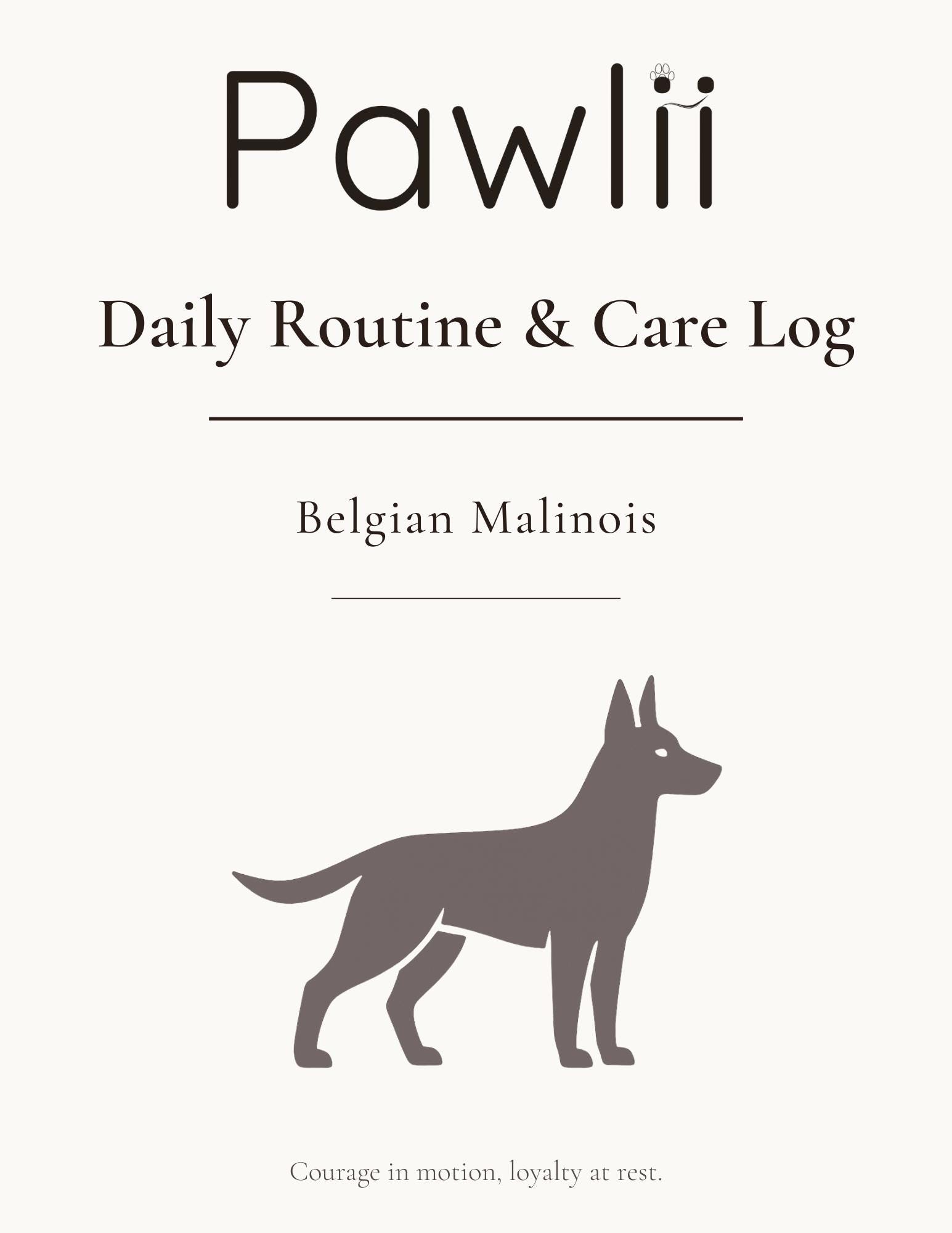 Belgian Malinois Daily Routine & Care Log | Dog Care Planner Printable ...
