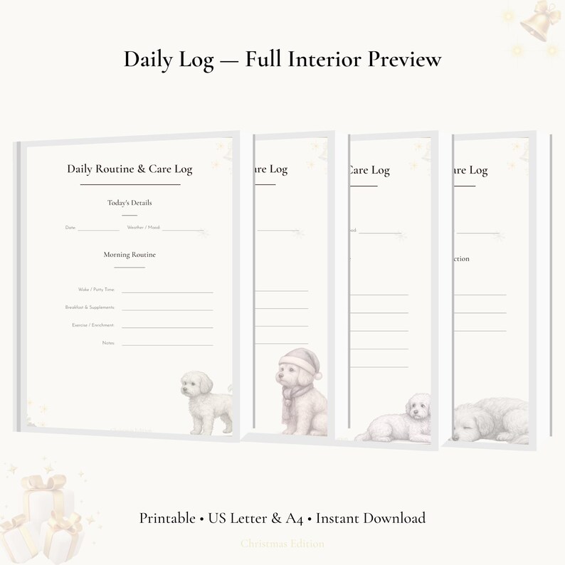 Maltipoo Christmas Daily Care Log | Dog Routine Planner Printable ...