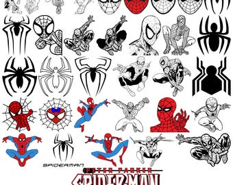 Paquete de archivos SVG de Spider-Man / 34 archivos – Poses heroicas y diseños de acción / SVG PNG EPS DXF / Descarga instantánea para Cricut y Silhouette