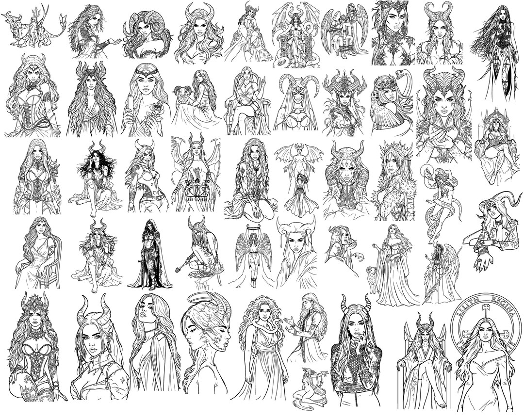 Lilith Bundle Lilith SVG Bundle | 49 Designs Dark Feminine Symbols, Gothic Goddess ...