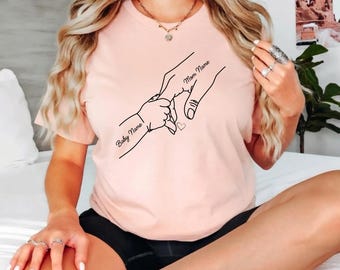 Custom Mom Shirt From Children, Personalized Mom & Kids Hands Shirt, Family With Kids Names, Mothers Day Gift From Kids, Mom Kids Hands Tee
